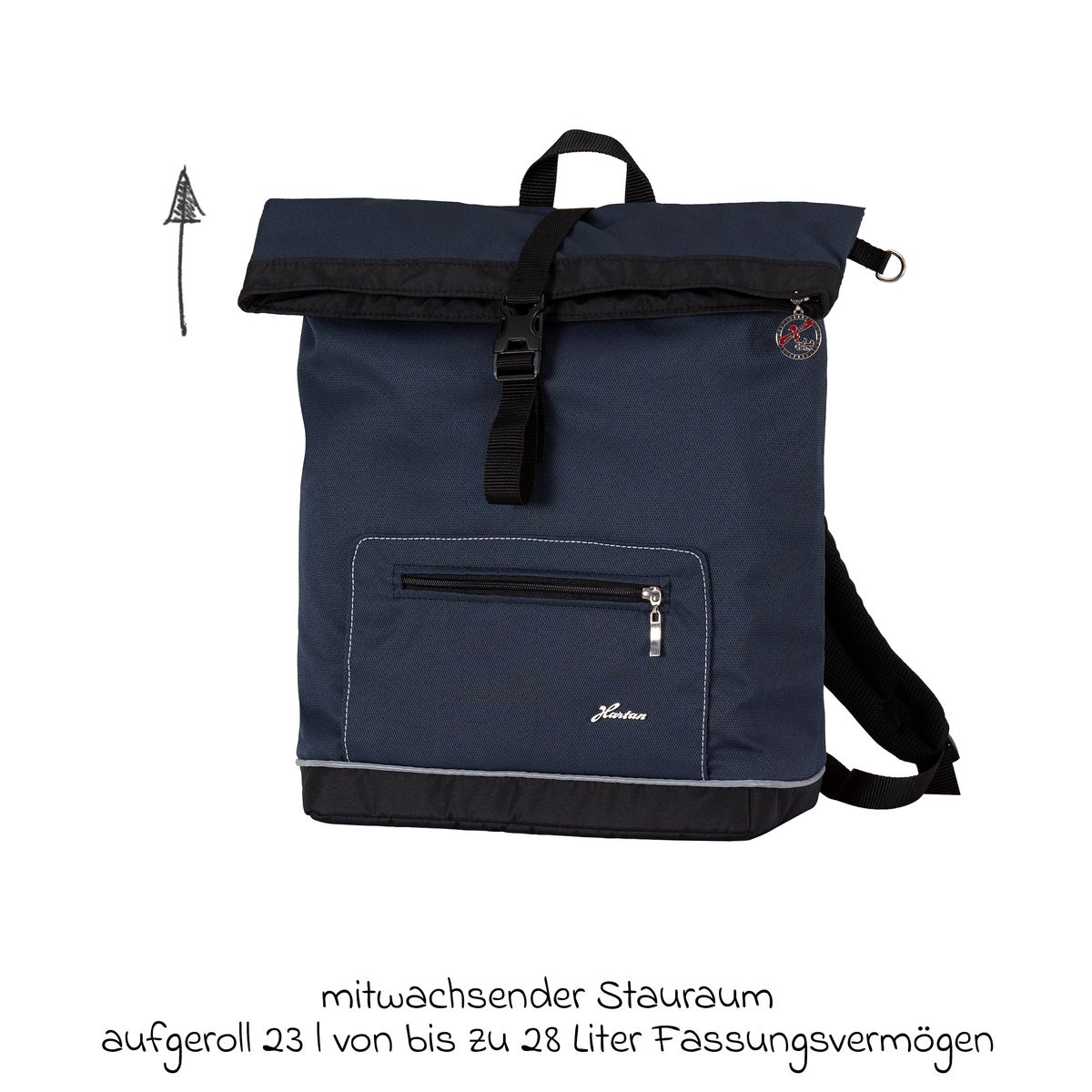 Stellesekk Space Bag Rolltop Navy Stripes med stellematte bakside