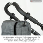 Detalj av polstrede skulderstropper på Stellesekk Space Bag Rolltop Navy Stripes med stellematte
