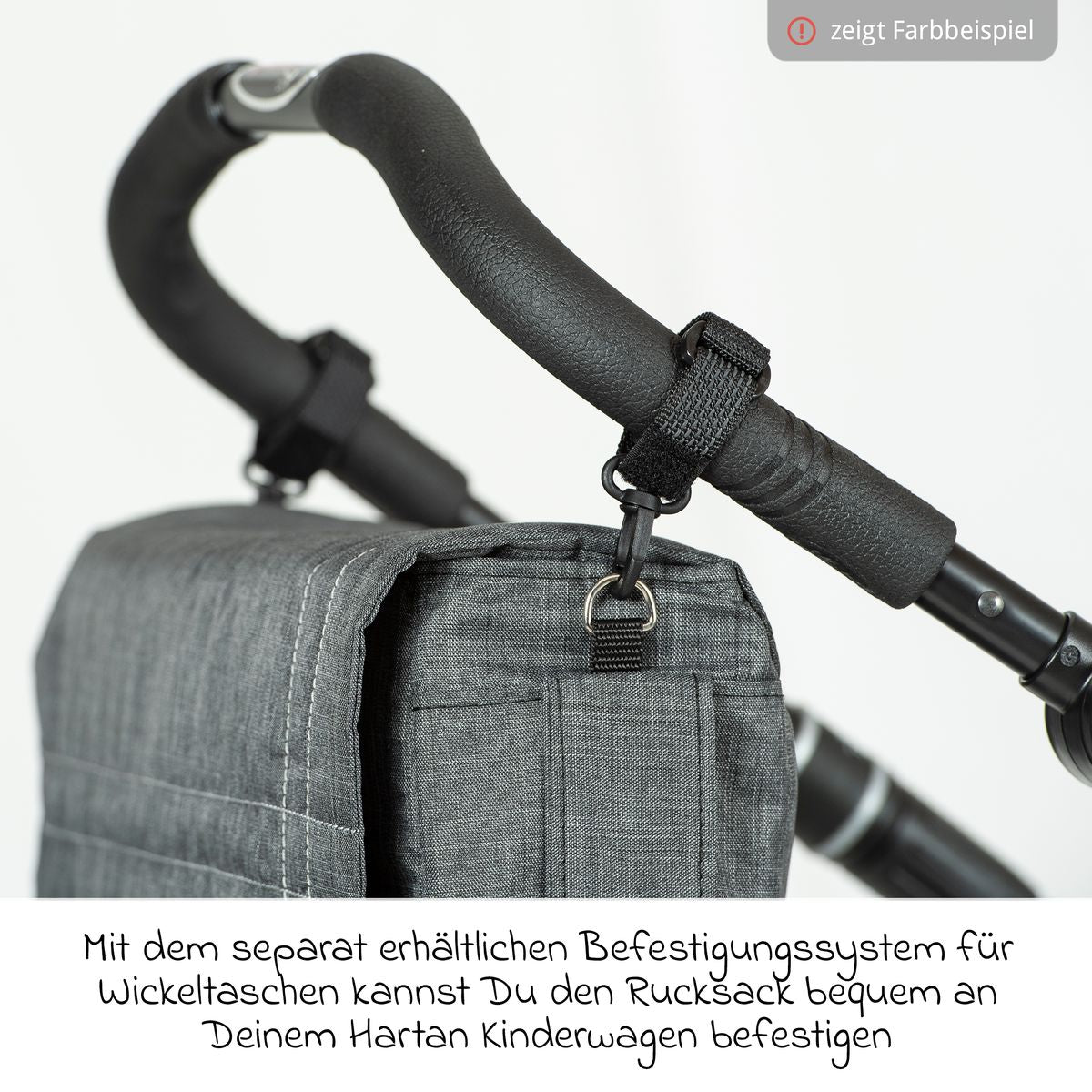 Detalj av polstrede skulderstropper på Stellesekk Space Bag Rolltop Navy Stripes med stellematte
