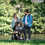 Stellesekk Space Bag Rolltop Navy Stripes med stellematte med pustende ryggpanel