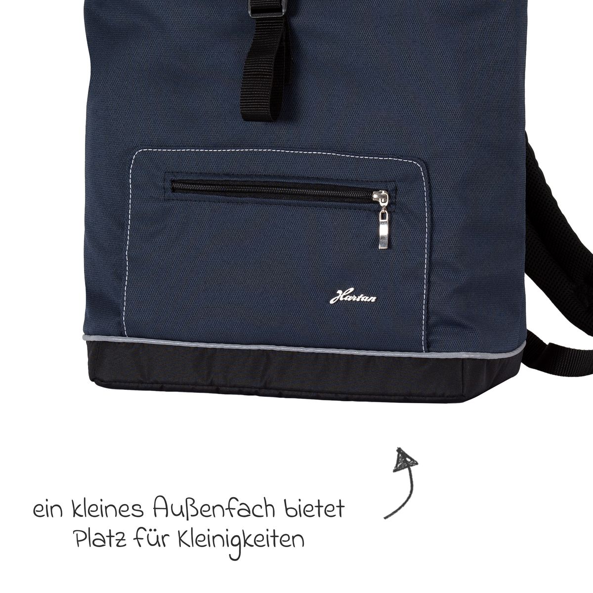 Termoisolert flaskeholder i Stellesekk Space Bag Rolltop Navy Stripes med stellematte