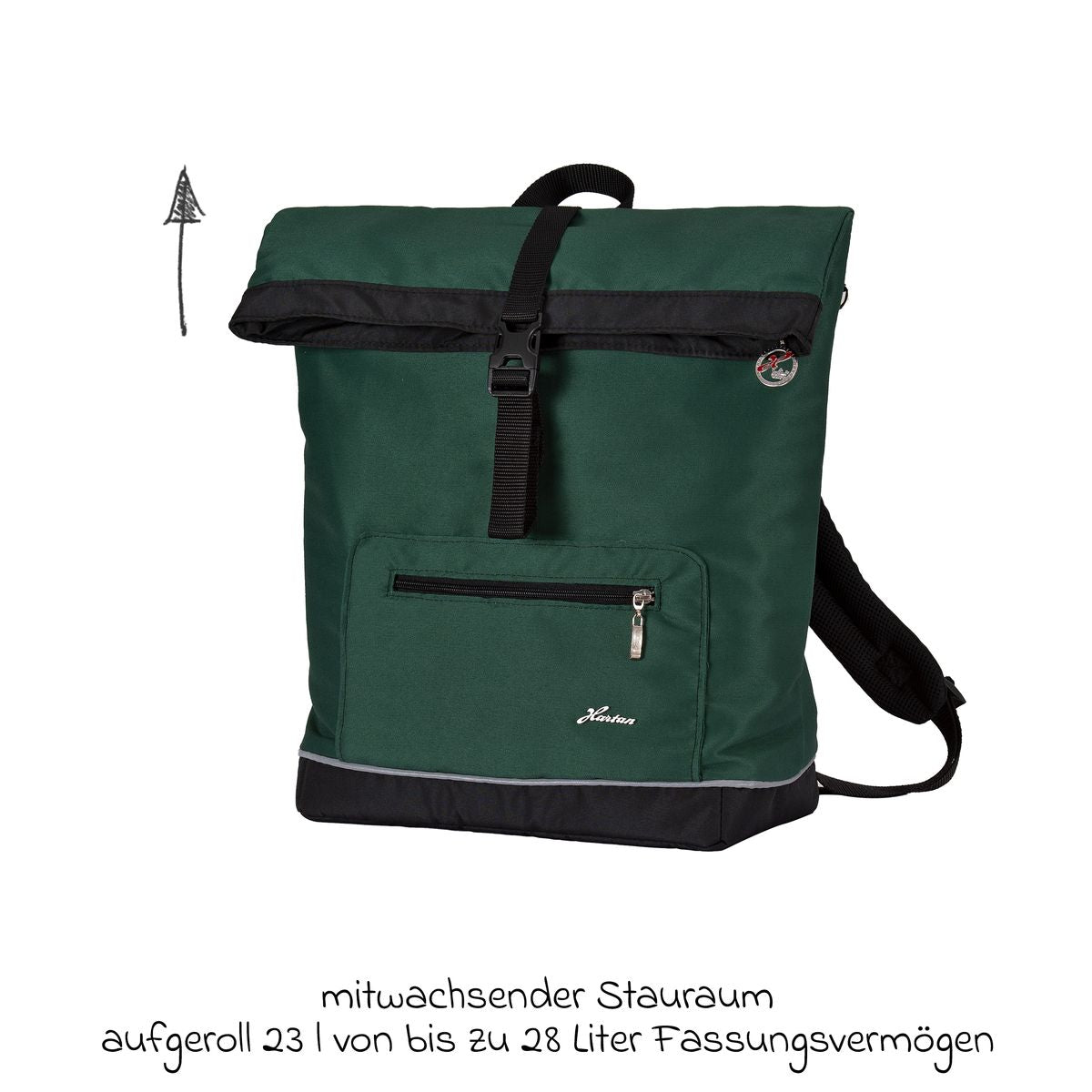 Stellesekk Space Bag Rolltop Panda Family bakside med skulderstropper