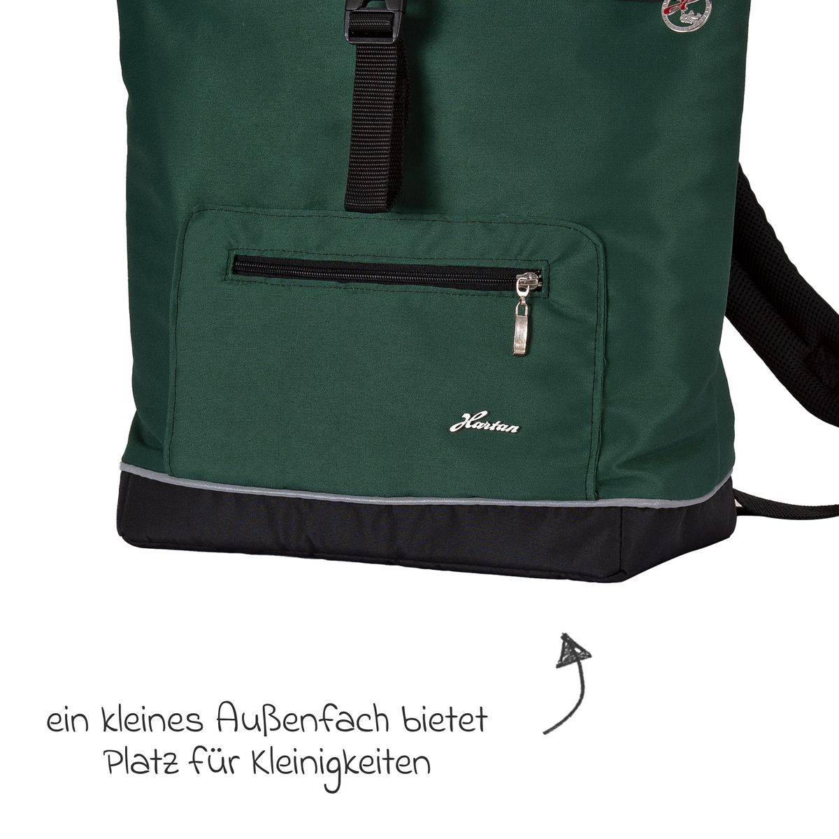 Oversikt over innvendige lommer i Stellesekk Space Bag Rolltop Panda Family