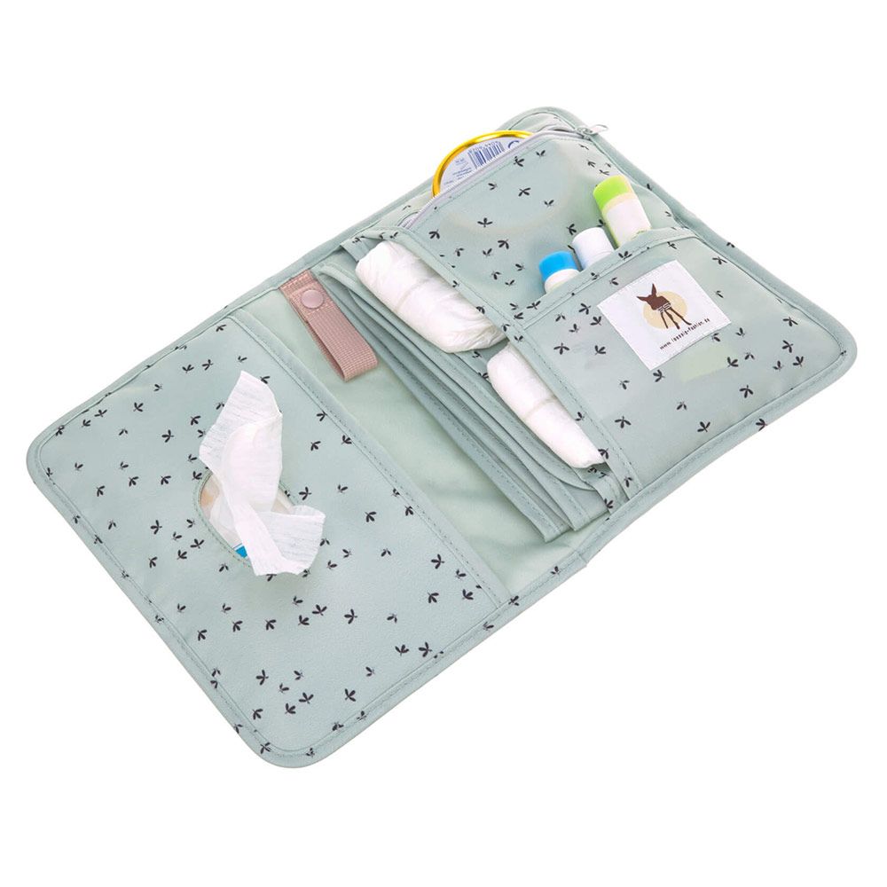 Stellesett Casual Changing Pouch 18 x 25,5 cm Floral Mint bakside