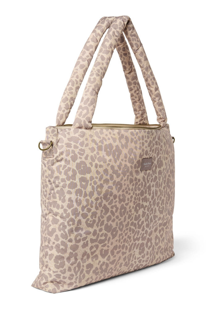 Stelleveske Leopard puffy beige vannavvisende bakside