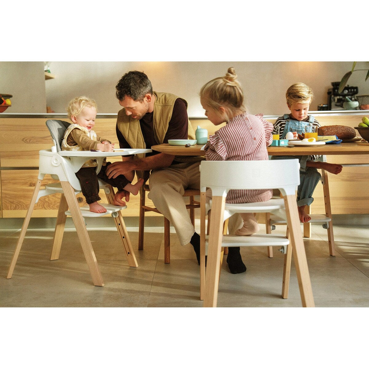 Steps barnestol med babysett i bambus fra 6 mnd - Stokke
