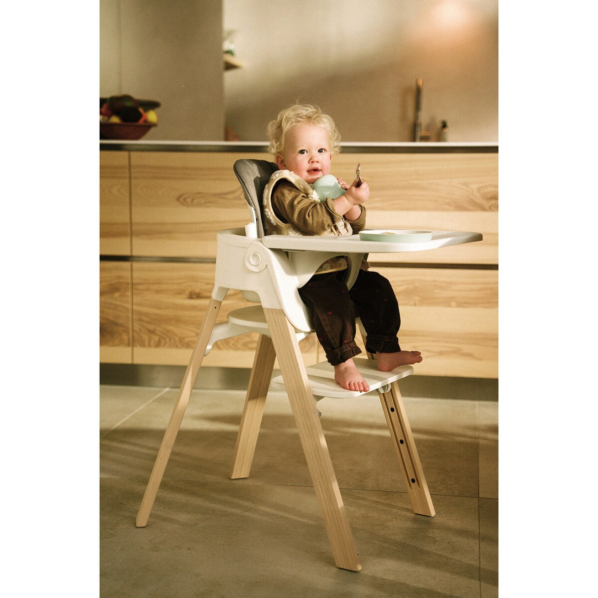 Steps barnestol med babysett i bambus fra 6 mnd - Stokke