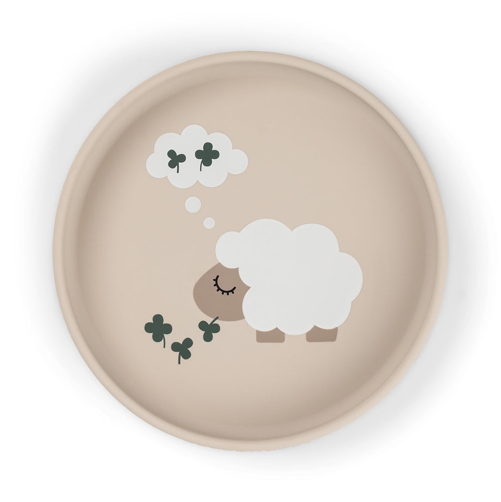Stick&Stay silikontallerken Tiny Farm med sugefot sand fra Done by Deer