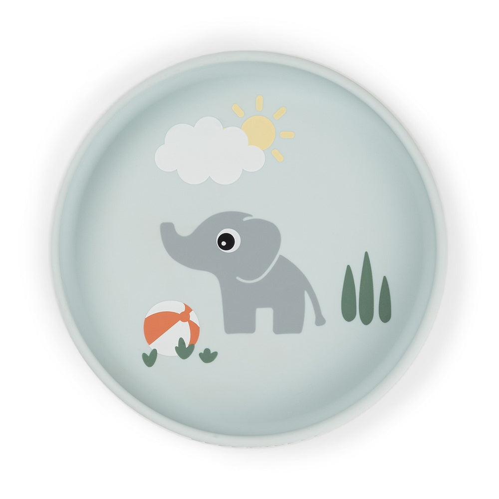 Stick&Stay tallerken silikon Playground blå forfra