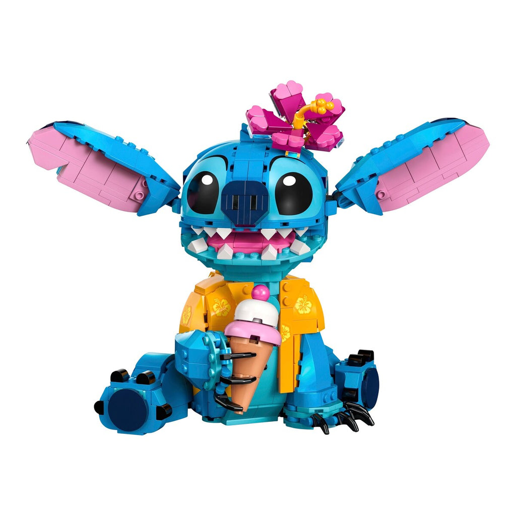 Stitch 43249 byggefigur bakside med byggbar blomst