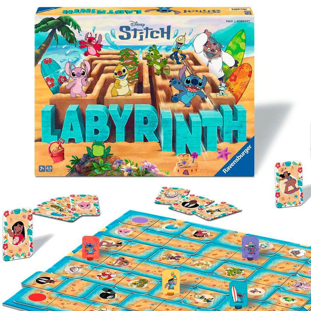 Stitch Labyrinth brettspill montert og klart til spill