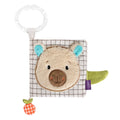 Stoffbok capybara med pipeelement og speil for baby - Fehn forfra