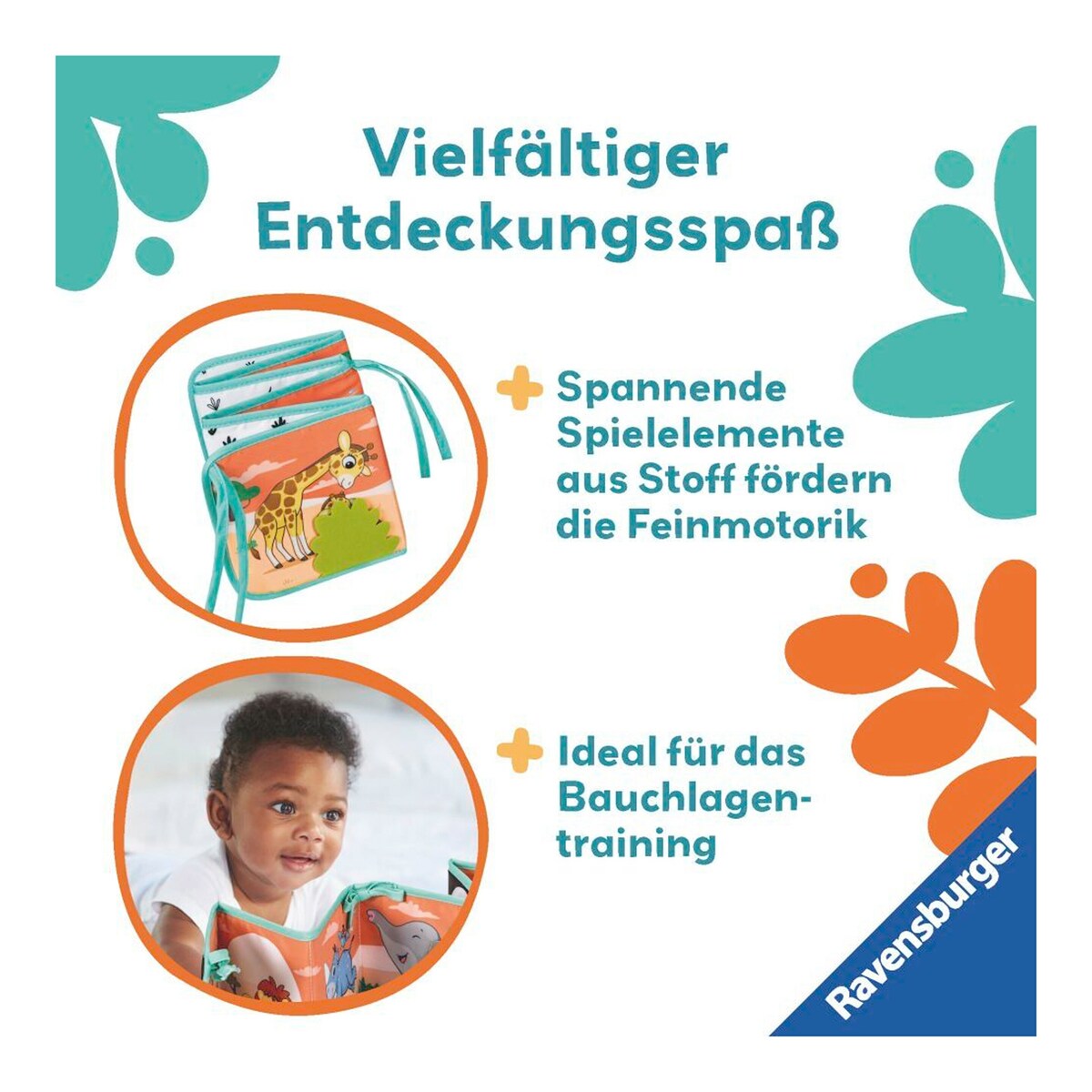 Spillelementer i Stoffbok for magetid med ville dyr fra fødsel