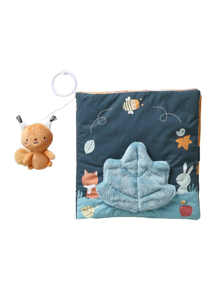 Stoffbok for baby Skogvenner 25x25 cm bomull forfra med dyremotiver