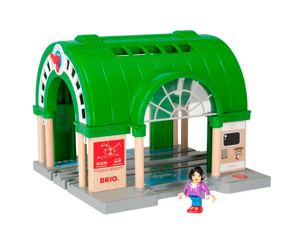 Stor hovedstasjon med billettautomat - BRIO World forfra