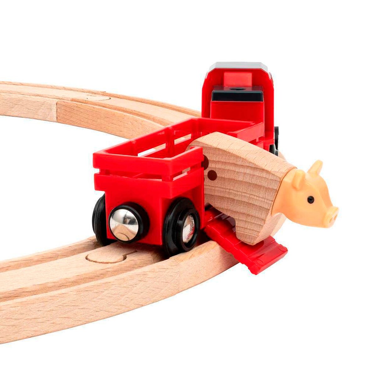 Traktor og dyr i Stort bondegård togbanesett med lok og dyr 30 deler