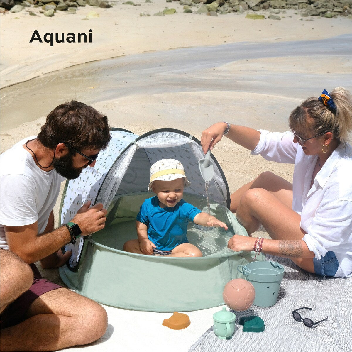 Strandtelt Aquani Provence 3-i-1 med UV-beskyttelse 50+ bakside