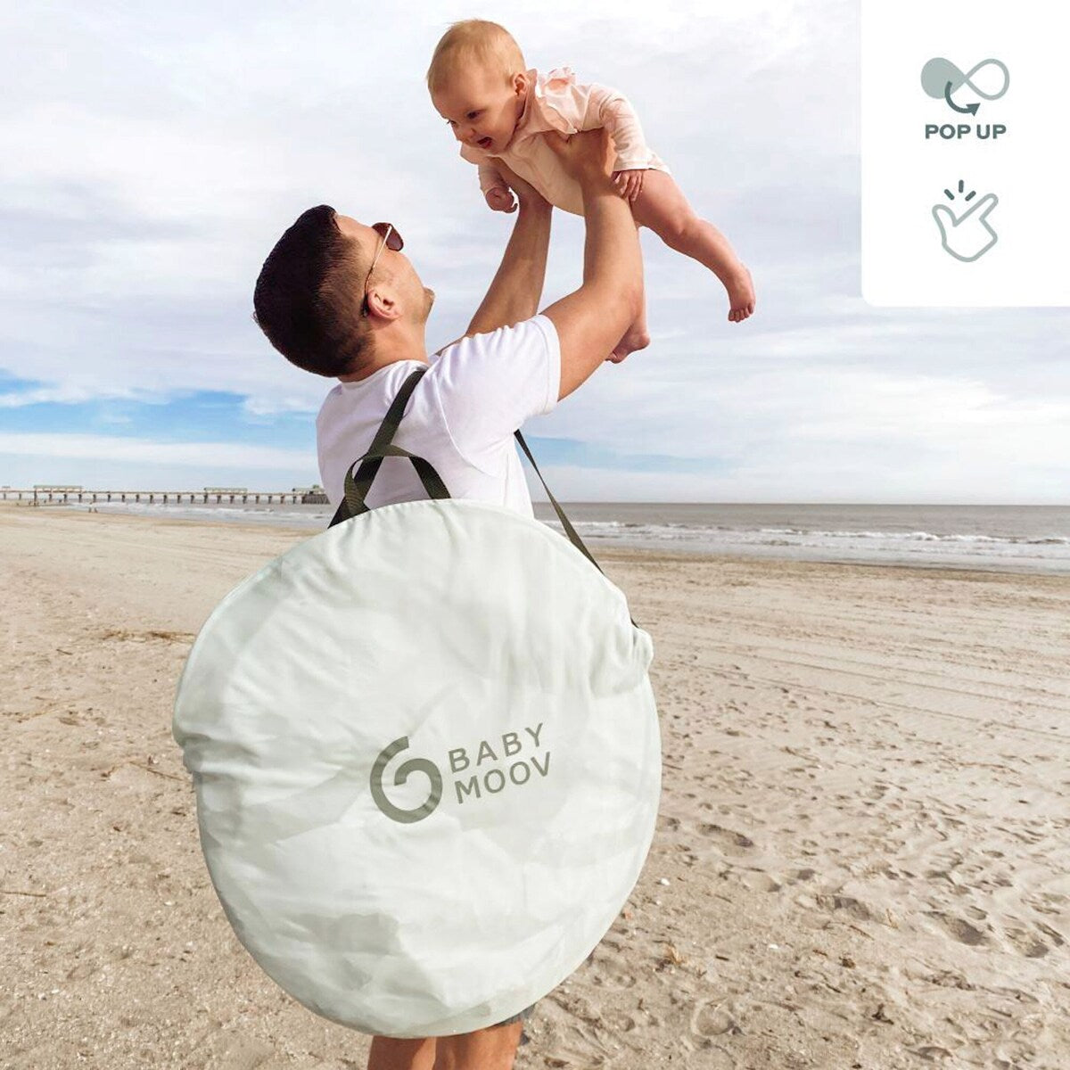 Strandtelt Moov & Protect med UV-beskyttelse 50+ bakside