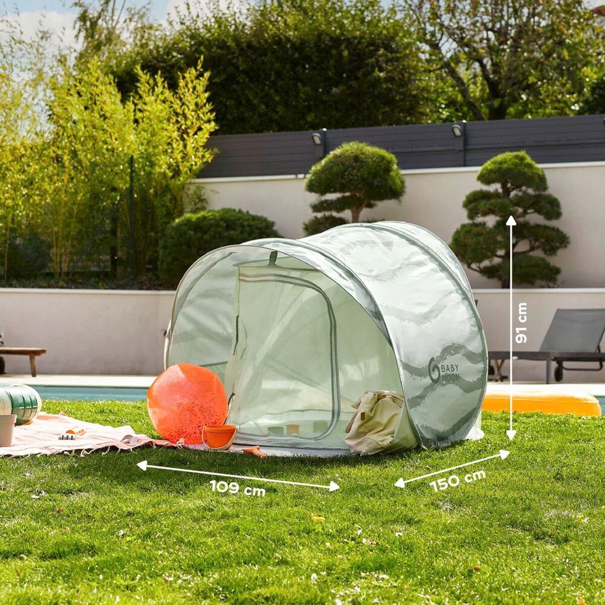 Visning av justerbare fordukposisjoner på Strandtelt Moov & Protect