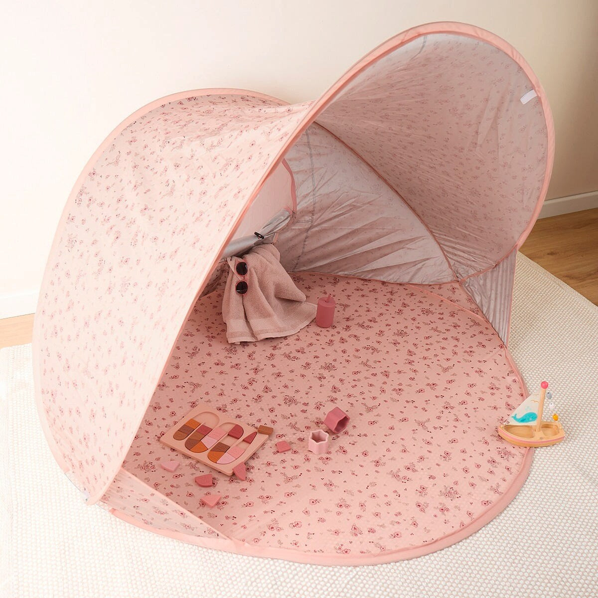Strandtelt pop-up Dreamy Flowers med UV-beskyttelse 40+ bakside