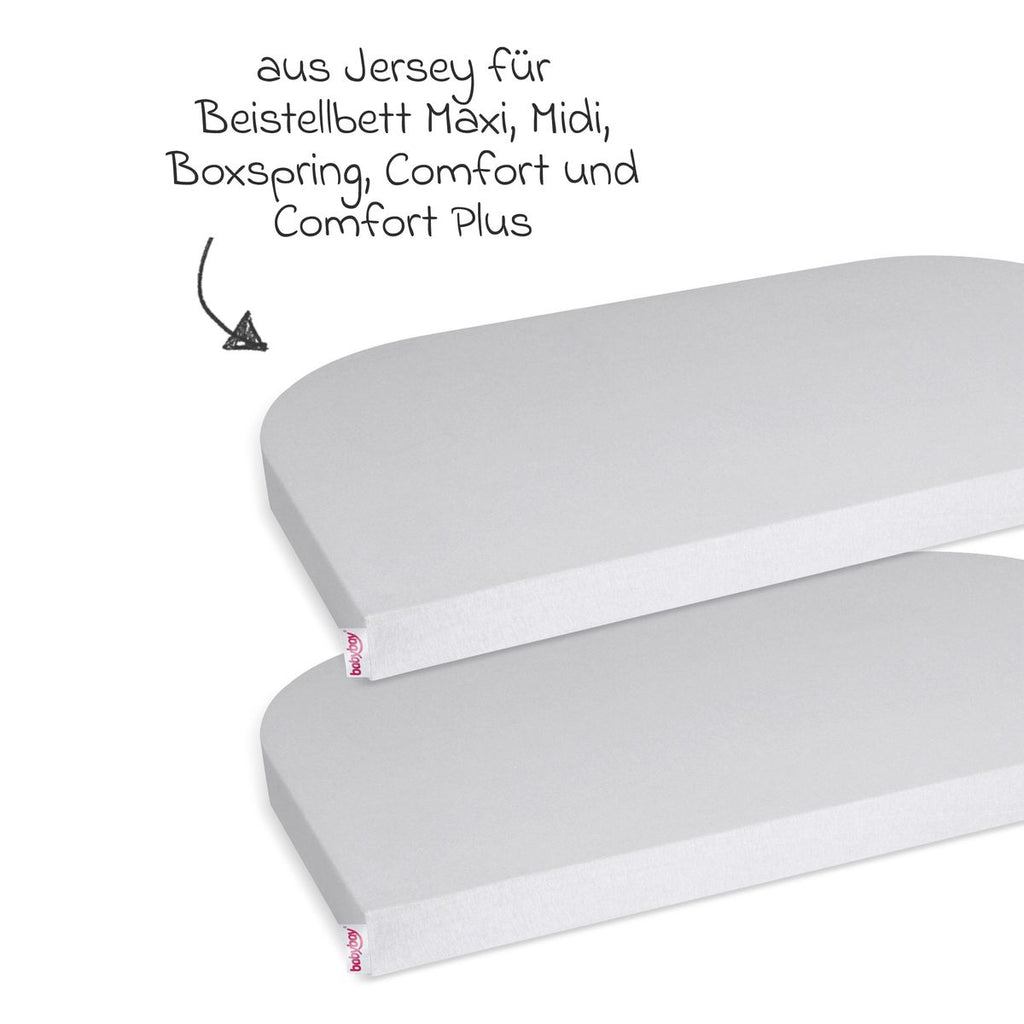 Stretchlaken 2-pack jersey for bisenger 89 x 50 cm, lys grå bakside