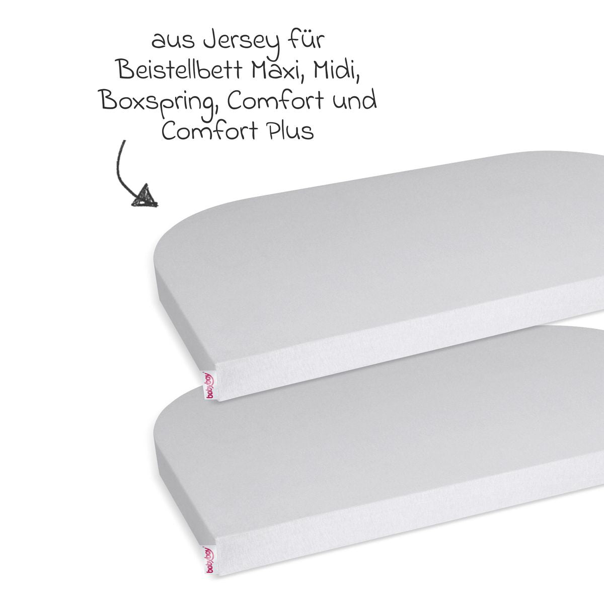 Stretchlaken 2-pack jersey for bisenger 89 x 50 cm, lys grå bakside