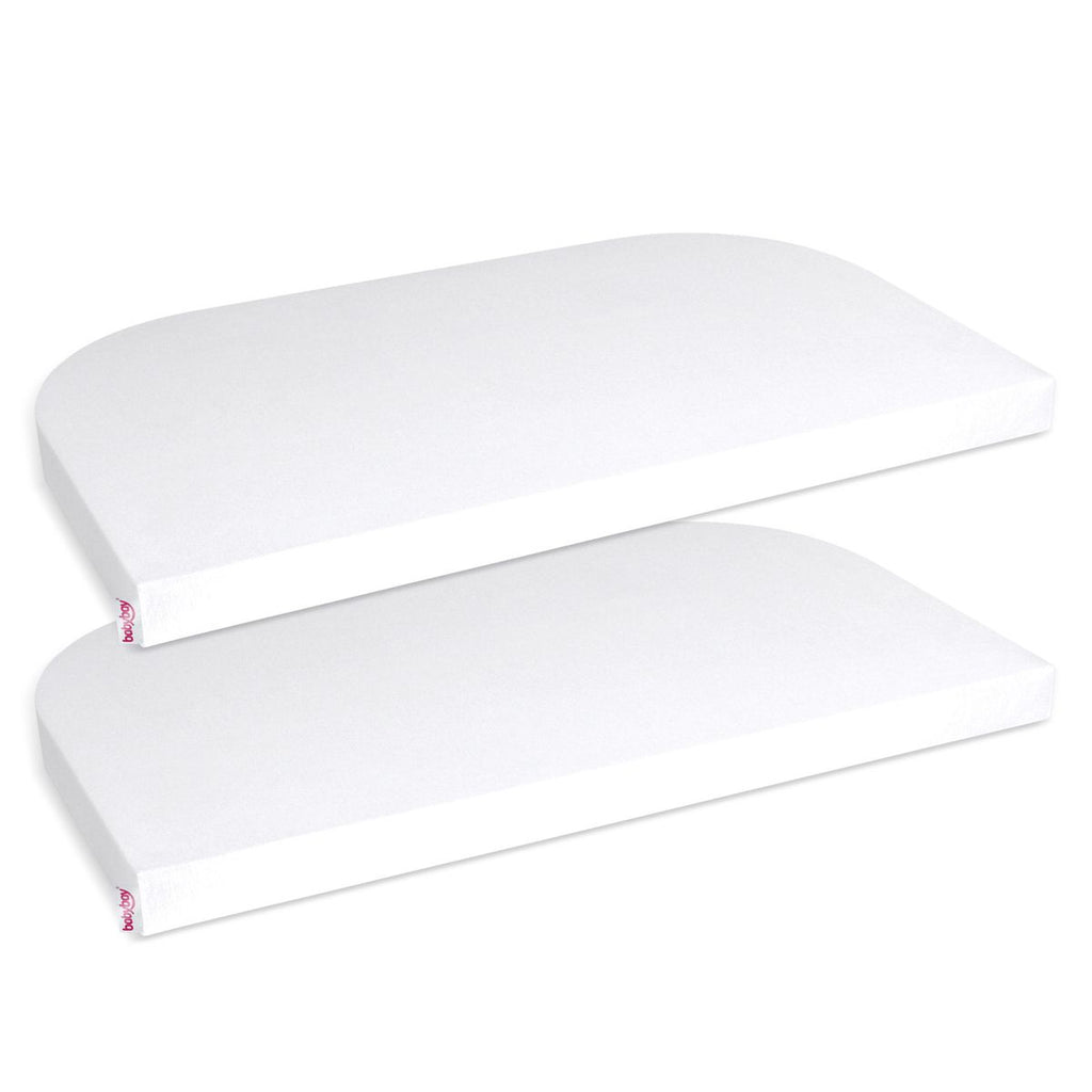 Stretchlaken 2-pack i jersey til sideseng 89 x 50 cm hvit Babybay forfra