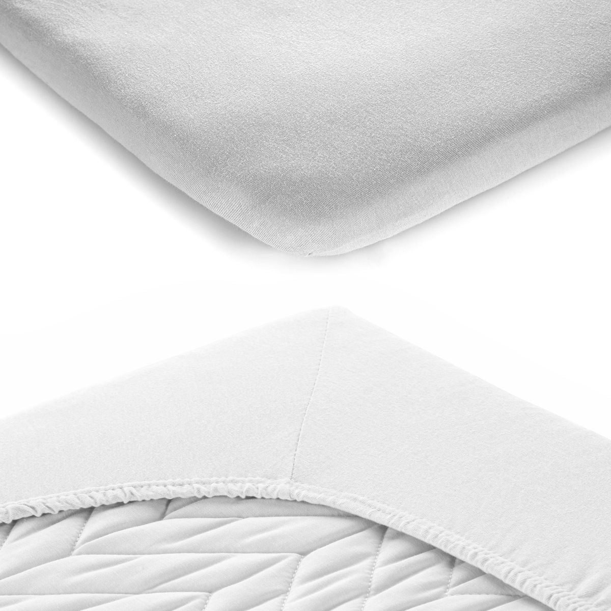 Stretchlaken 2-pk barneseng 60 x 120 / 70 x 140 cm hvit/lysegrå pakket i sett