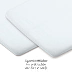 Stretchlaken 2-pk for reiseseng Swift nyfødt hvit bakside
