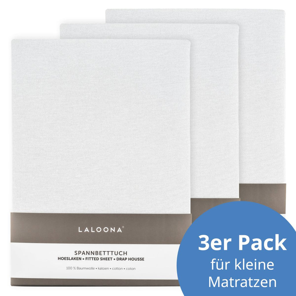 Stretchlaken 3-pk for små madrasser 40 x 90 cm hvit - LaLoona forfra