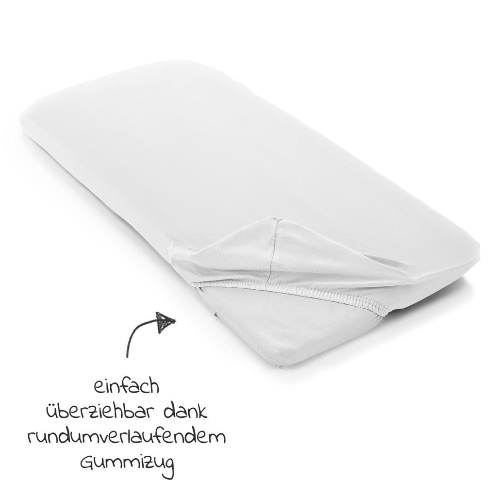Stretchlaken 3-pk for små madrasser 40 x 90 cm hvit - LaLoona montert på madrass