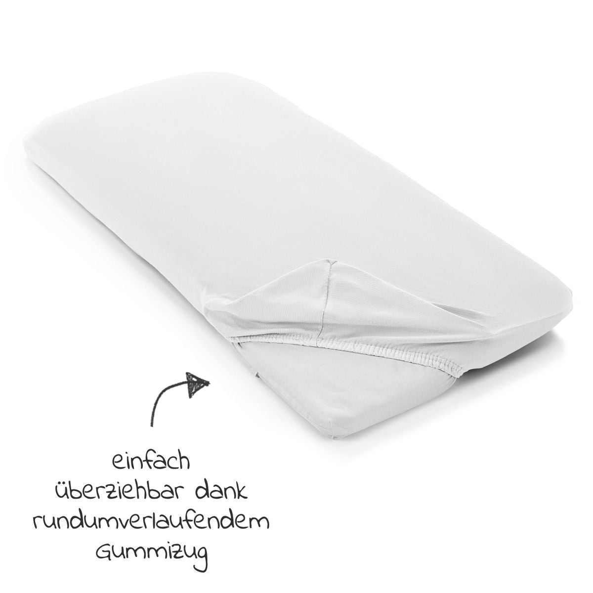Stretchlaken 3-pk for små madrasser 40 x 90 cm hvit - LaLoona montert på madrass