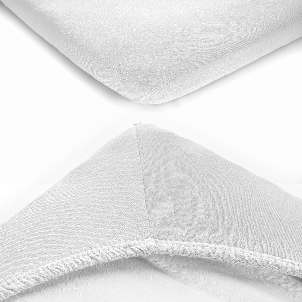 Nærbilde av bomullsjersey på Stretchlaken 3-pk for små madrasser 40 x 90 cm hvit - LaLoona