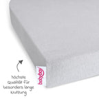 Nærbilde av stoff og tekstur på Stretchlaken Deluxe jersey til sideseng 89 x 50 cm Babybay