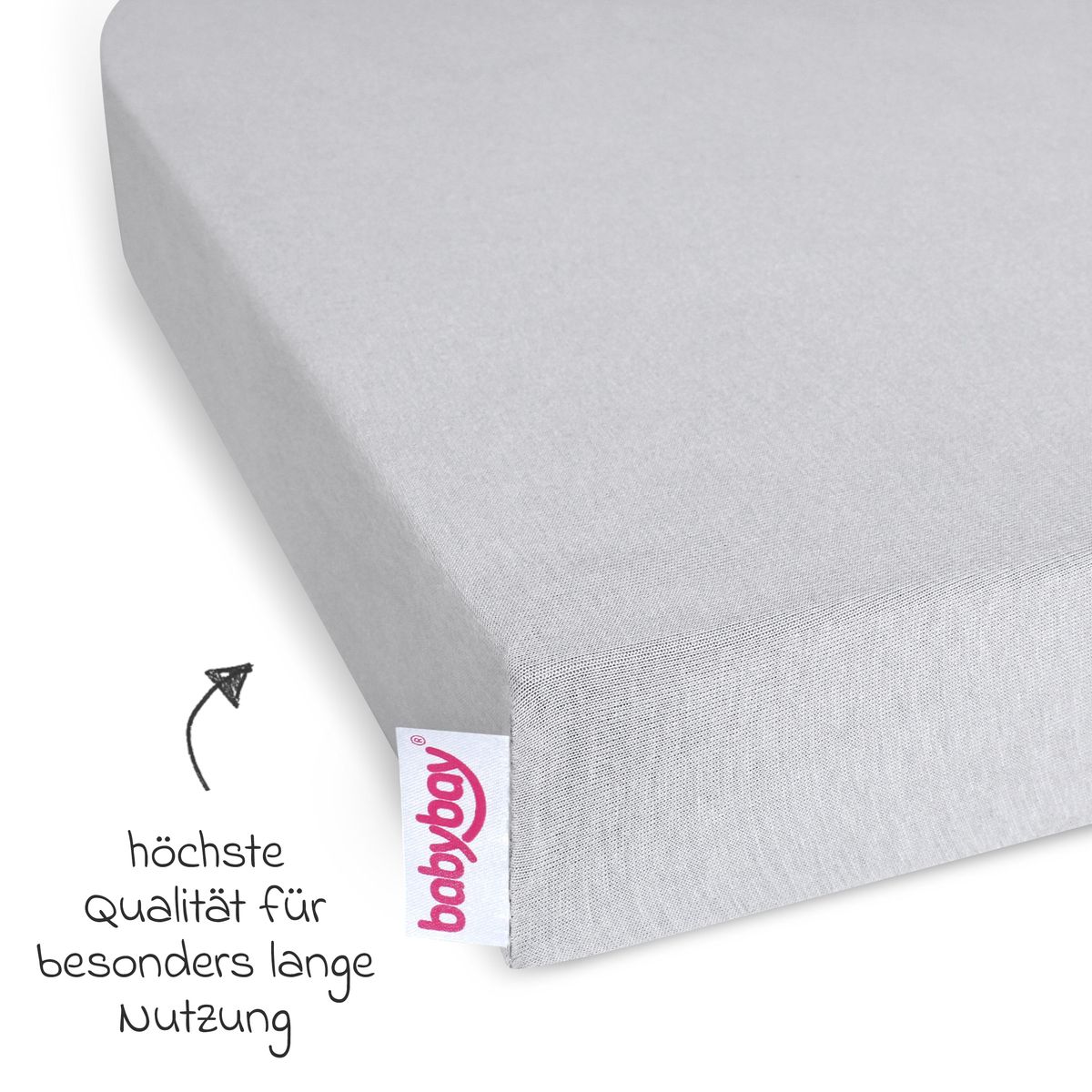 Nærbilde av stoff og tekstur på Stretchlaken Deluxe jersey til sideseng 89 x 50 cm Babybay