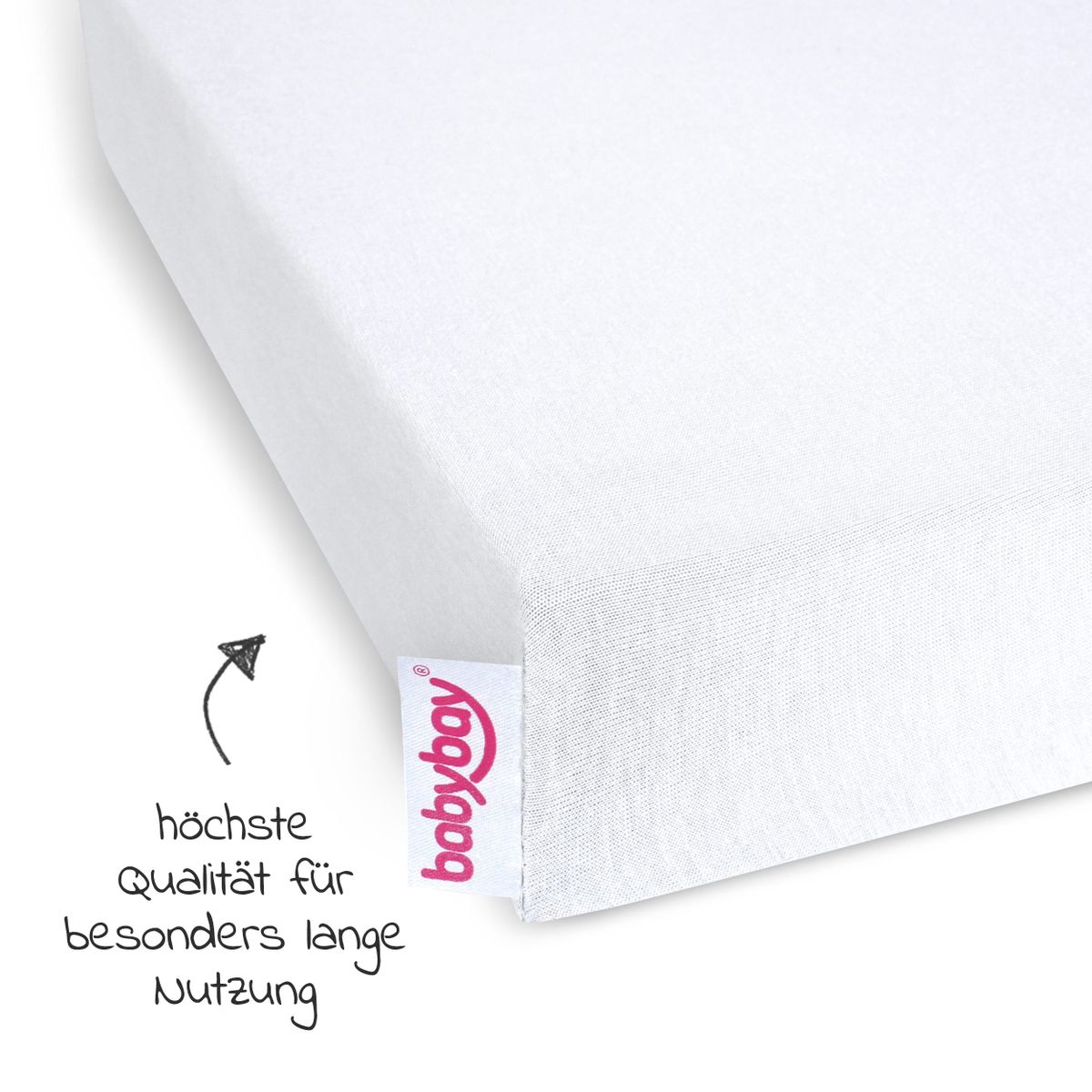 Stretchlaken Deluxe jersey til Boxspring XXL 89 x 50 cm hvit - montert på madrass