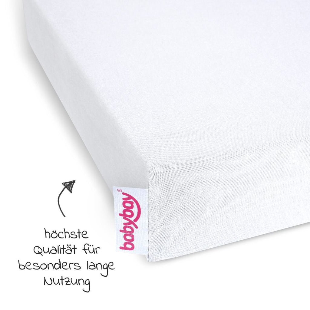 Stretchlaken Deluxe i jersey for sidoseng Original 43 x 81 cm montert på sidoseng