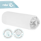 Stretchlaken jersey 45x90 og 40x90 cm safe asleep hvit logo detalj