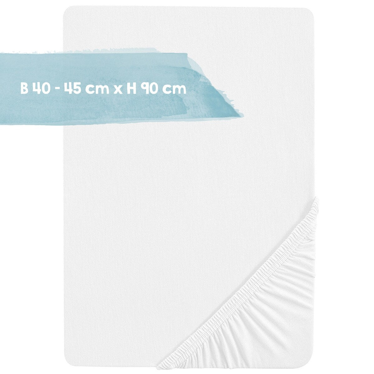 Stretchlaken jersey 45x90 og 40x90 cm safe asleep hvit tekstur