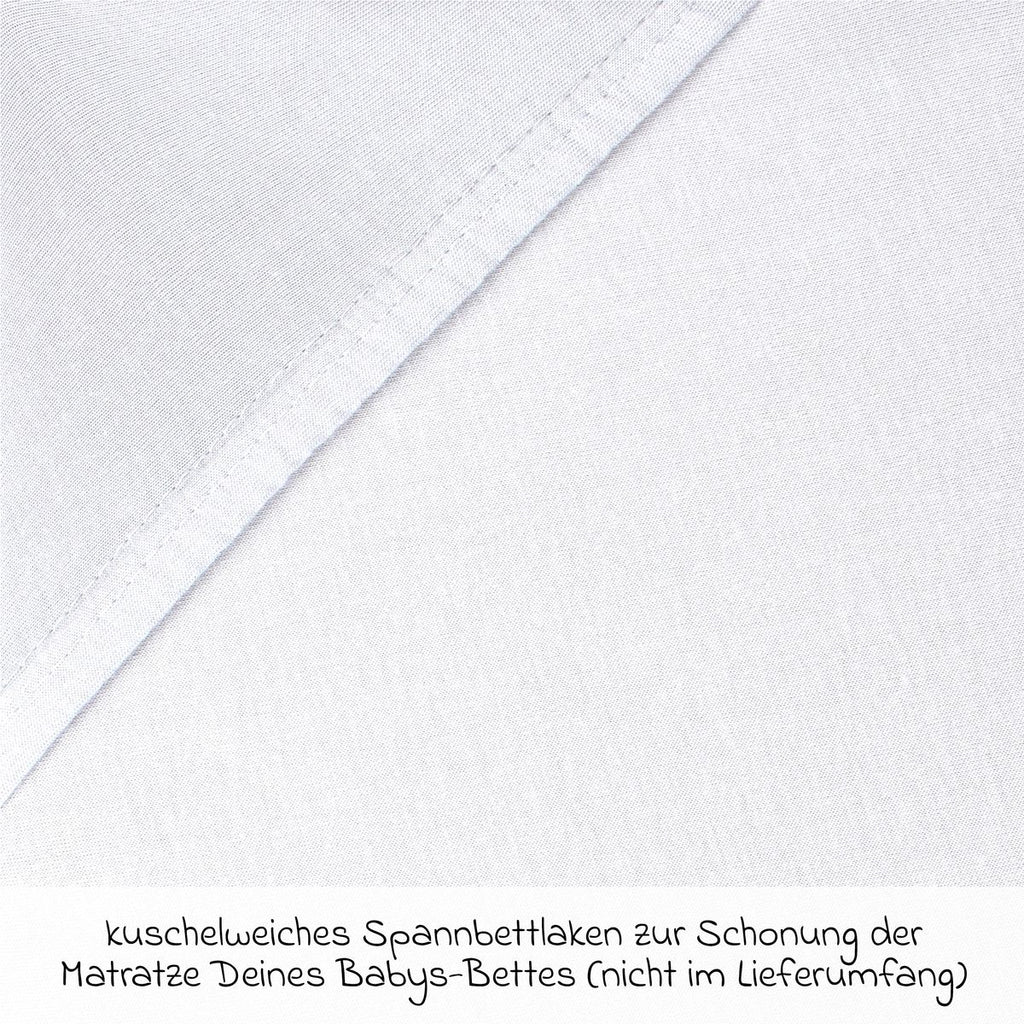 Stretchlaken jersey med membran for barnesengmadrass hvit bakside
