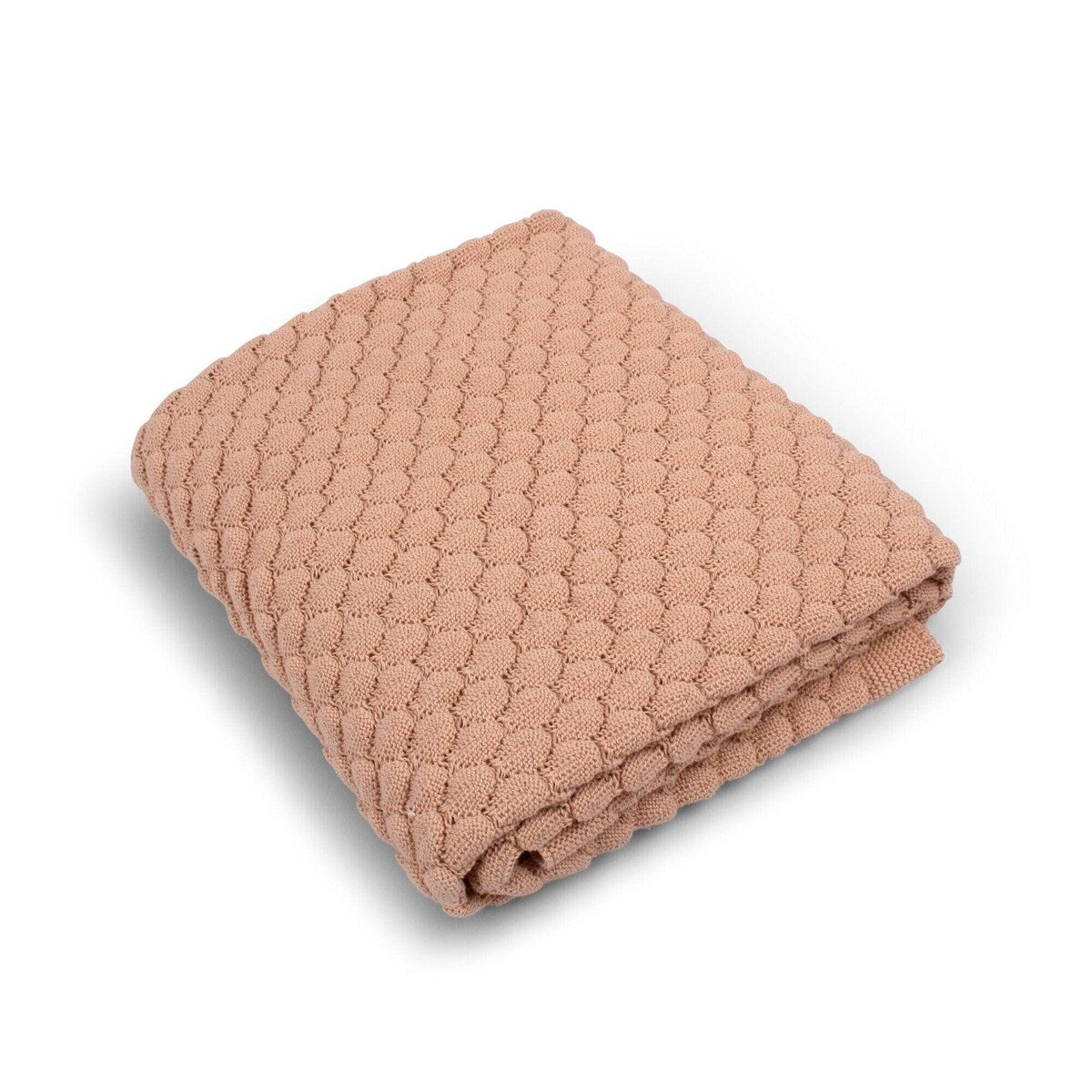 Strikket babyteppe GOTS økologisk bomull Ivory Cream forfra