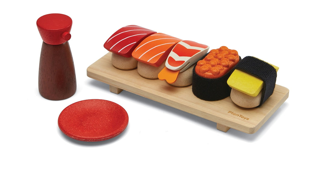 Sushi lekesett i gummibaumtre 19,5 x 8,5 cm forfra