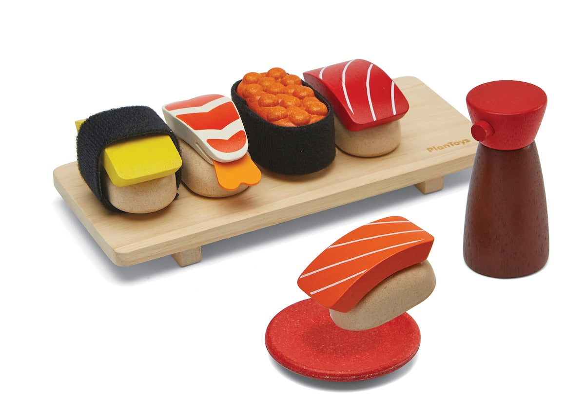 Sushi lekesett i gummibaumtre 19,5 x 8,5 cm bakside