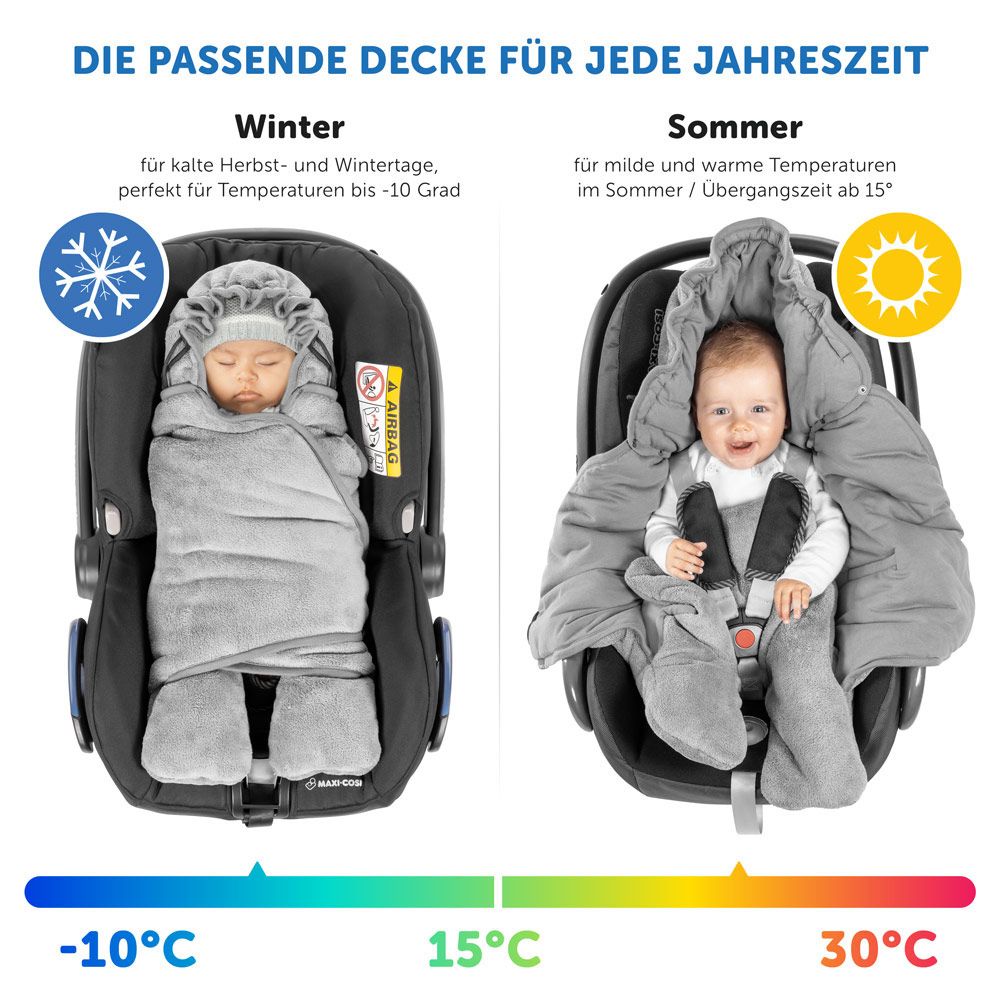 Bakside av Svøpeteppe med føtter til bilstol, teddyfleece, Oeko-Tex