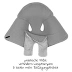 Nærbilde av refleksdetaljer på Svøpeteppe med føtter til bilstol, teddyfleece, Oeko-Tex