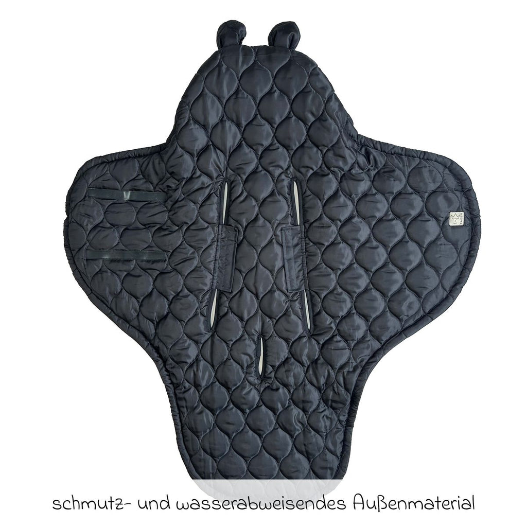 Svøpeteppe Recy Small i resirkulert polyester Black Cream - detalj av hette