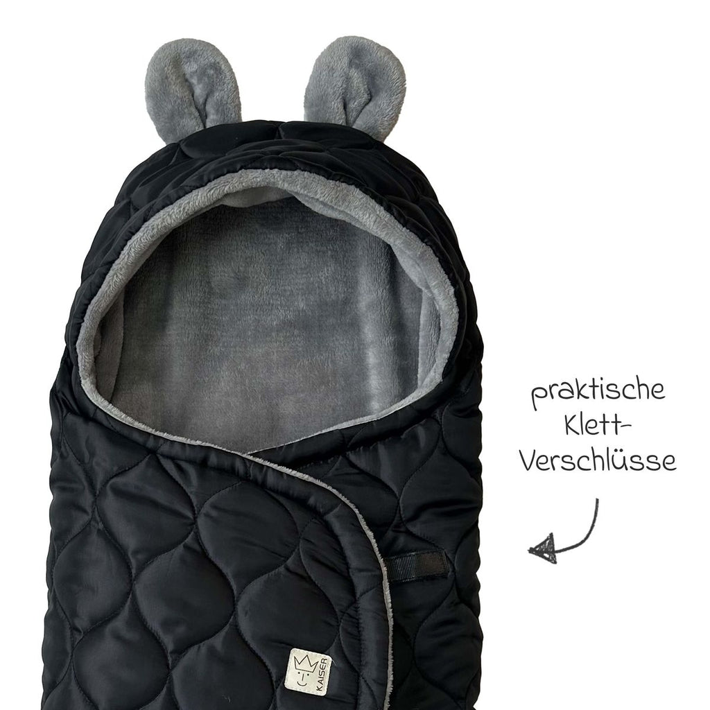 Svøpeteppe Recy Small i resirkulert polyester Black Grey bakside