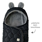 Svøpeteppe Recy Small i resirkulert polyester Black Grey bakside