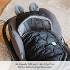 Nærbilde av materiale på Svøpeteppe Recy Small i resirkulert polyester Black Grey