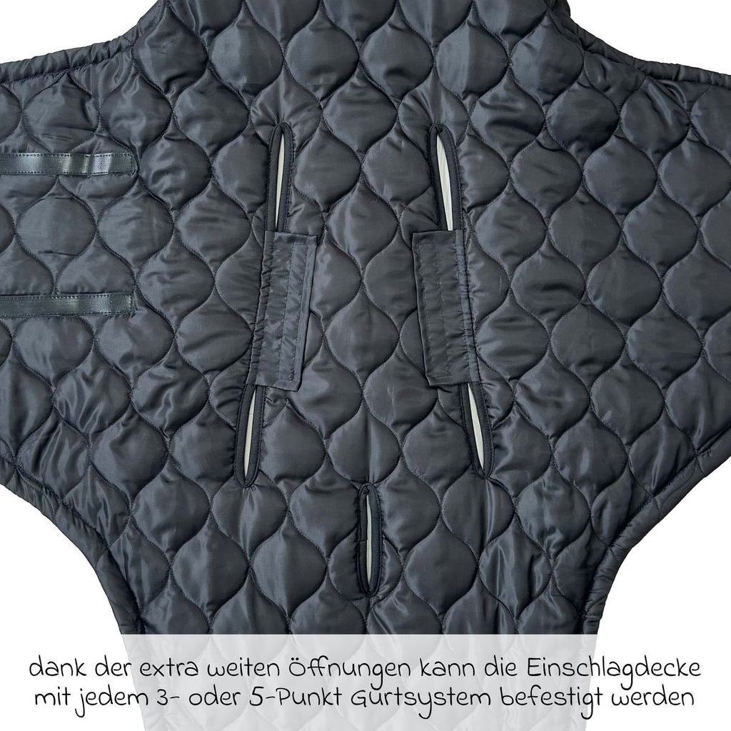 Svøpeteppe Recy Small i resirkulert polyester Black Grey montert i babyskål